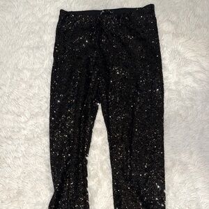 Zara flared sequin black leggings
